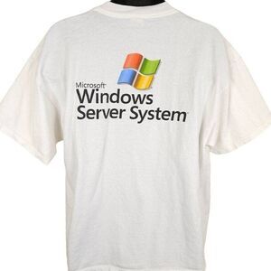 Vintage Microsoft T Shirt Mens Size XL White Y2K MMS 2005 Windows Server System